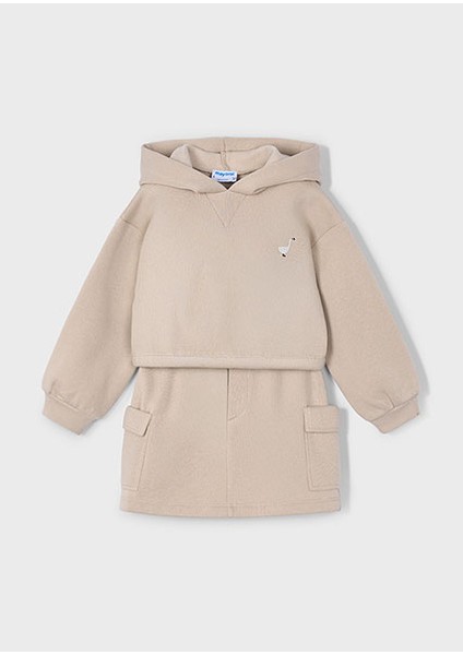 Bej Kız Çocuk Kargo Etek ve Sweatshirt Takım 4935 modelleri