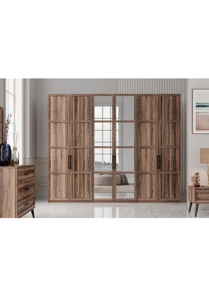 Pita Brown 6 Kapılı Gardırop