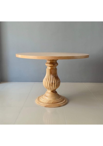 Balerin Ahşap Yuvarlak Yemek Masası, Masif Ayaklı Klasik Tasarım, Değiştirilebilir Renk fiyatları