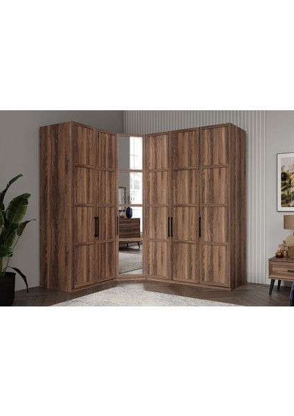 Pita Brown 6 Kapılı Köşe Gardırop