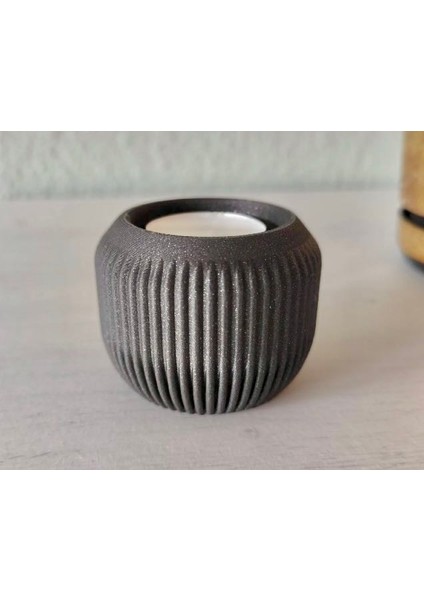 3D Baskı Dekoratif Tealight Mumluk-Modern Tasarım, Pla Malzeme, El Yapımı Şık Aksesuar-Siyah-02