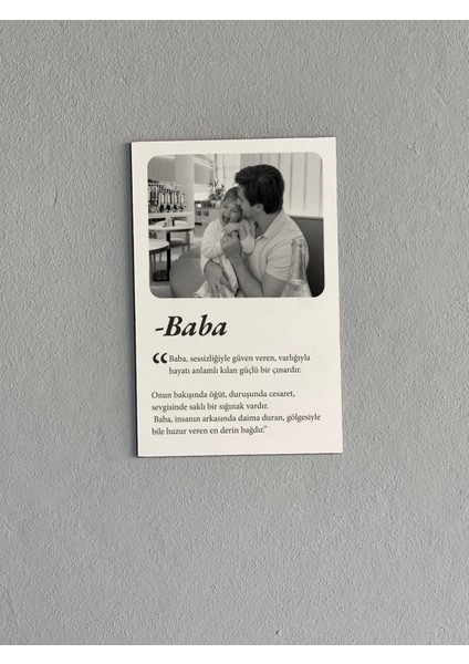 Baba Temalı Duygusal Ahşap Tablo | 20X30 Uv Baskı – Babalar Günü Hediyesi