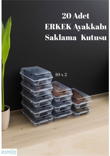 Şeffaf Erkek Ayakkabı Saklama Kutusu Seti, Düzenleyici, 20 Adet, Turuncu