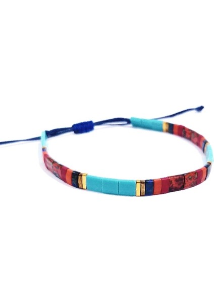 Turkuaz Rengi ve Çok Renkli Miyuki Tila Boncuklu Bileklik fiyatları