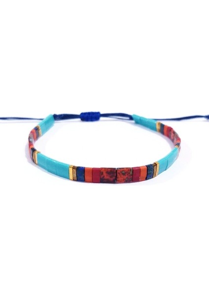 Turkuaz Rengi ve Çok Renkli Miyuki Tila Boncuklu Bileklik modelleri