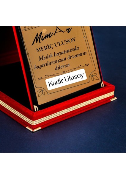 Mimar Temalı Kişiye Özel Plaket - Kadife Kutulu fırsatları