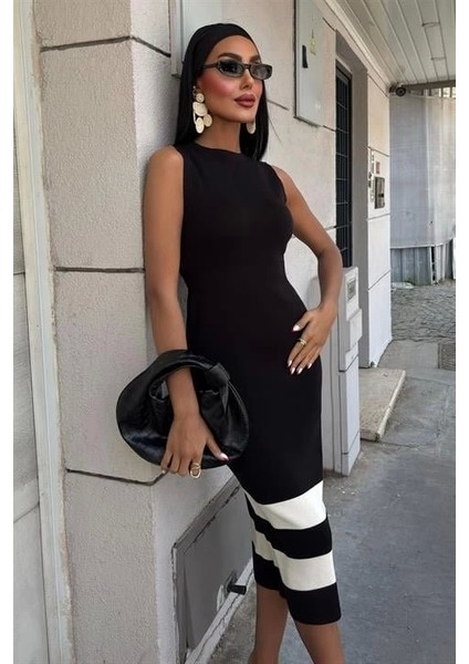 Etek Ucu Şerit Detaylı Triko Elbise 2831 fiyatları