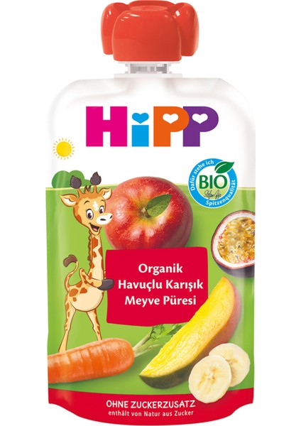 Organik Havuçlu Karışık Meyve Püresi 100 G