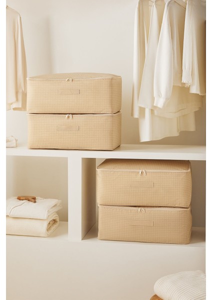 Bej Pötikare Baza Altı Valiz Düzenleyici Hurç, 52X28X21, 4 Adet