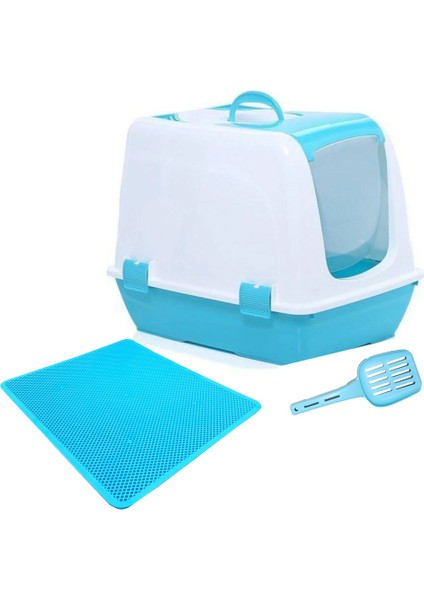 Kapalı Kedi Tuvaleti + Elastik Delikli Paspas + Kürek