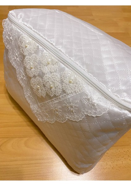 Incili Saten Beyaz Kapitoneli Kazak, Çeyizlik ve Bohçalık, 30X40X20 Ölçü modelleri