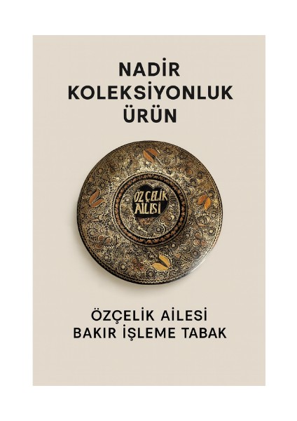 Özçelik Ailesi Yazılı Lale Çiçek Motifli El Işi Bakır Tabak Duvar Süsü