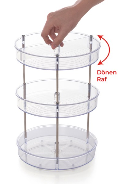 Şeffaf Üç Katlı Döner Çok Amaçlı Düzenleyici, Banyo ve Mutfak Için Ideal fiyatları