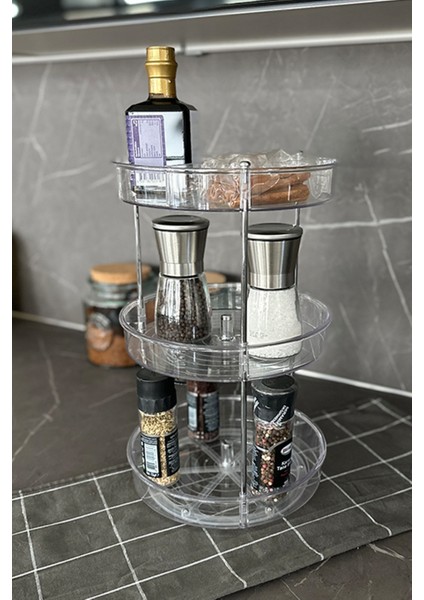 Şeffaf Üç Katlı Döner Çok Amaçlı Düzenleyici, Banyo ve Mutfak Için Ideal fırsatları