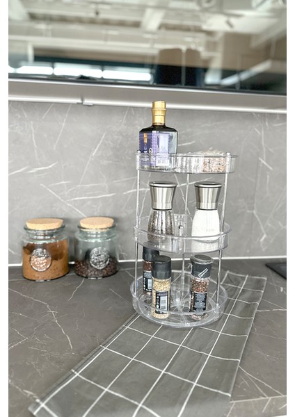 Şeffaf Üç Katlı Döner Çok Amaçlı Düzenleyici, Banyo ve Mutfak Için Ideal indirimleri