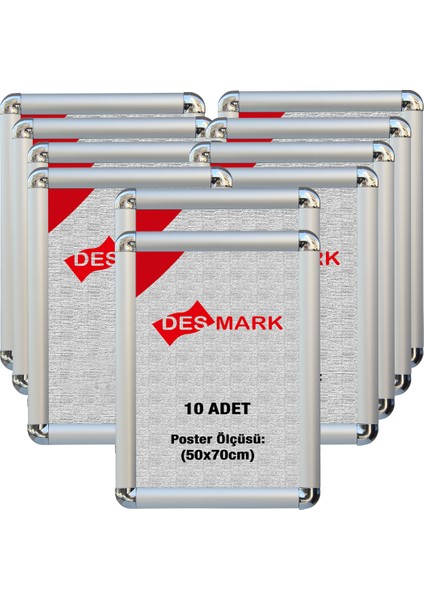 10 Adet 25 mm B2(50X70) Rondo Köşe Alüminyum Aç-Kapa Çerçeve – Poster Çerçevesi (Gümüş Eloksallı)