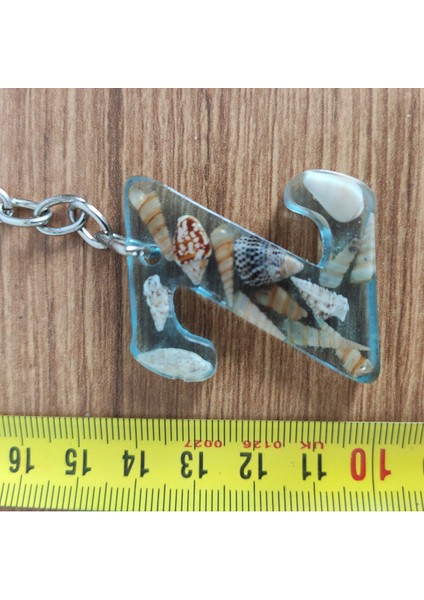 "z" Harfi - Açık Mavi Deniz Epoksi Harf Anahtarlık – Gerçek Deniz Kabuğu, El Yapımı, Benzersiz fiyatları