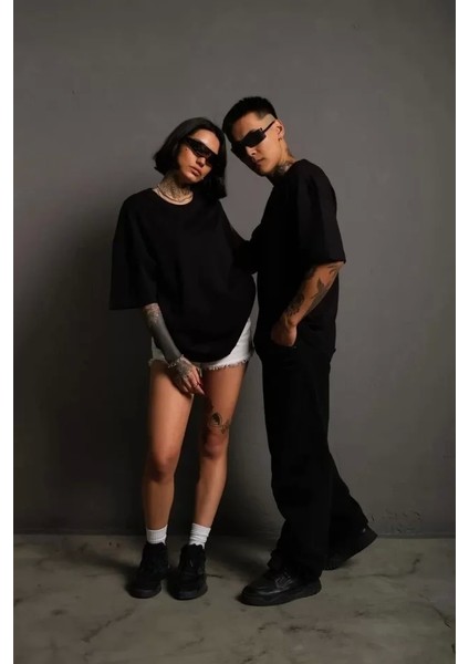 Erkek Basic Oversize T-Shirt - Siyah