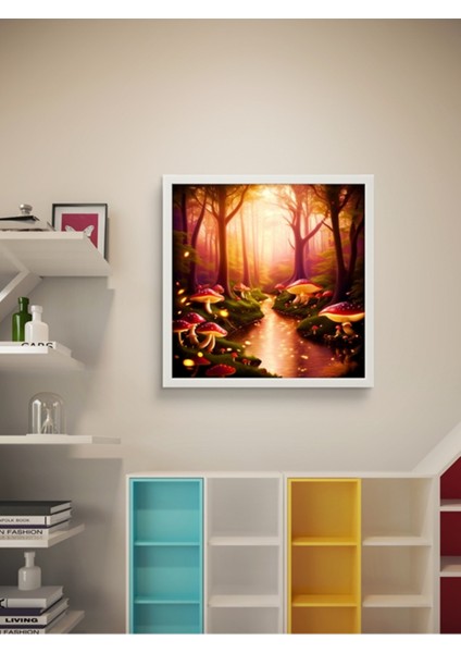 Mantar Ormanı Çocuk Odası LED Tablo – 60X60 cm | Sıva Üstü Montajlı, Tak-Çalıştır Sistem, fırsatları