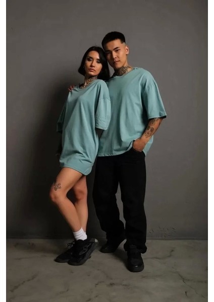 Erkek Basic Oversize T-Shirt - Mint Yeşili fiyatları