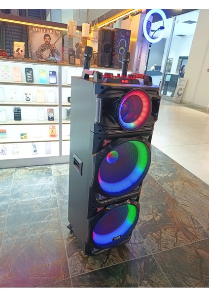 100 Watt Dev Ses Kutusu Bluetooth Hoparlör İki Mikrofonlu Karaoke Cihazı