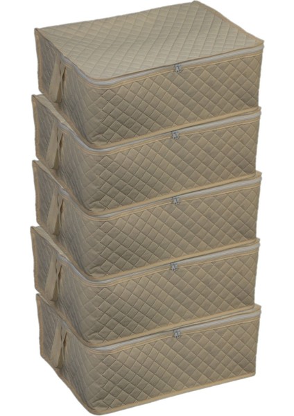 Büyük Boy 5'li Hurç Seti, Yorgan ve Eşyalar Için 100X50X50 Krem Renk