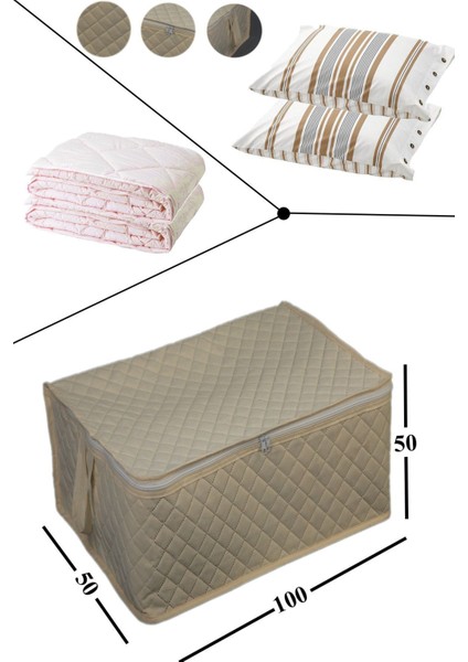 Büyük Boy 5'li Hurç Seti, Yorgan ve Eşyalar Için 100X50X50 Krem Renk fiyatları