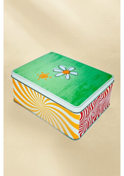 Renkli Dikdörtgen Metal Saklama Kutusu, Ev Dekoru, Çiçekli Tasarım fiyatları