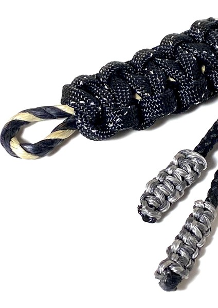 El Yapımı Paracord Örme Siyah Boncuklu Erkek Anahtarlık ve Çanta/kemer Aksesuarı