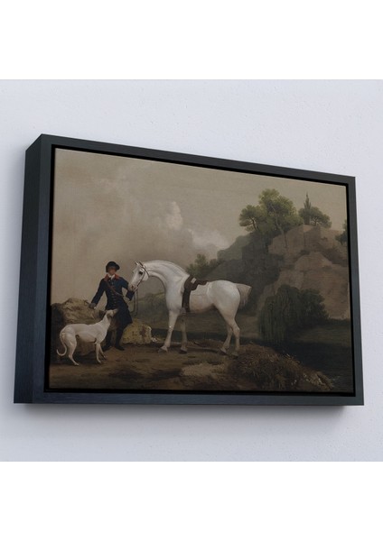 Çerçeveli Kanvas Tablo, George Stubbs'un Creswell Kayalıklarında Damat ve Tazı ile Gri Avcı -7002 modelleri