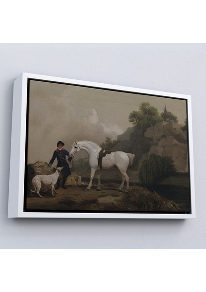 Çerçeveli Kanvas Tablo, George Stubbs'un Creswell Kayalıklarında Damat ve Tazı ile Gri Avcı -7002 fırsatları