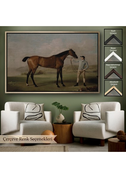 Çerçeveli Kanvas Tablo, George Stubbs Uzun Bacaklı At ve Jokeyi-Molly Long-Legs With Her JOCKEY-7012