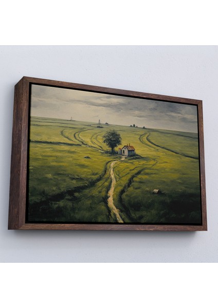 Çerçeveli Dekoratif Kanvas Tablo, Hiçliğin Ortasındaki Ukrayna Köy Evi TABLO-7026