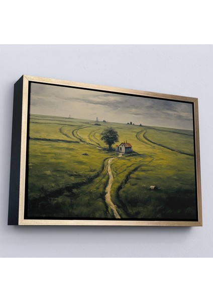 Çerçeveli Dekoratif Kanvas Tablo, Hiçliğin Ortasındaki Ukrayna Köy Evi TABLO-7026 fiyatları