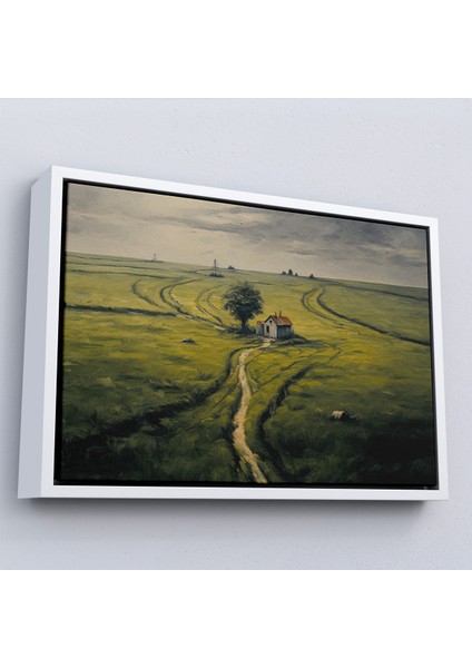 Çerçeveli Dekoratif Kanvas Tablo, Hiçliğin Ortasındaki Ukrayna Köy Evi TABLO-7026 fırsatları