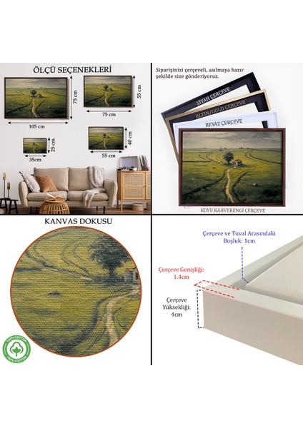 Çerçeveli Dekoratif Kanvas Tablo, Hiçliğin Ortasındaki Ukrayna Köy Evi TABLO-7026 indirimleri