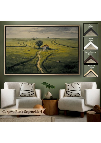 Çerçeveli Dekoratif Kanvas Tablo, Hiçliğin Ortasındaki Ukrayna Köy Evi TABLO-7026