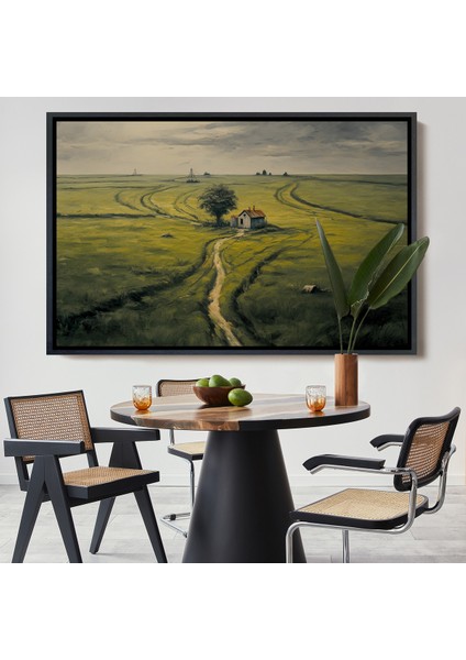 Çerçeveli Dekoratif Kanvas Tablo, Hiçliğin Ortasındaki Ukrayna Köy Evi TABLO-7026
