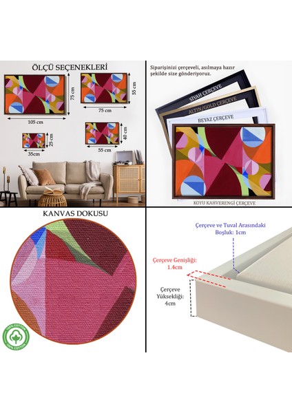 Çerçeveli Dekoratif Kanvas Tablo, Dik Açılarla Kesilen Soyut TABLO-7052 indirimleri