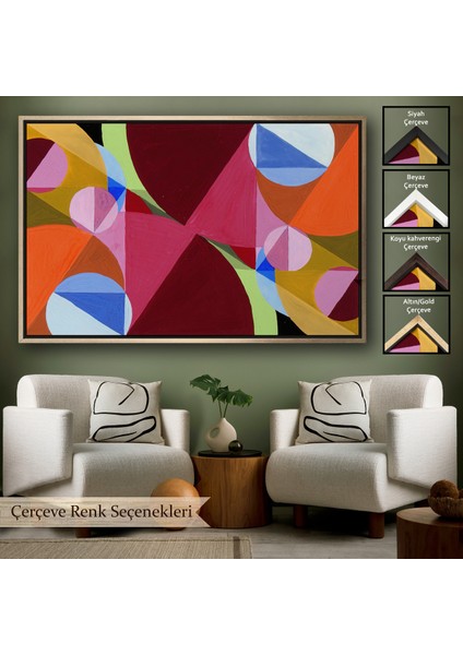 Çerçeveli Dekoratif Kanvas Tablo, Dik Açılarla Kesilen Soyut TABLO-7052