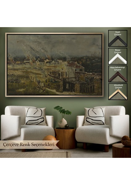 Çerçeveli Dekoratif Kanvas Tablo, Henri Rousseau - Champigny Savaşı TABLOSU-7054