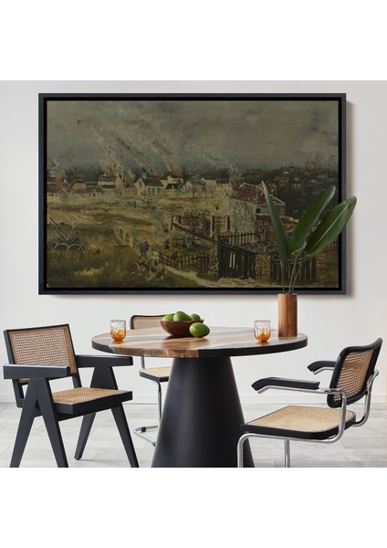 Çerçeveli Dekoratif Kanvas Tablo, Henri Rousseau - Champigny Savaşı TABLOSU-7054