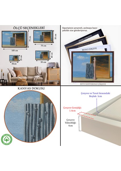 Çerçeveli Dekoratif Kanvas Tablo, René Magritte - Deniz Kıyısında Kompozisyon TABLOSU-7063 indirimleri