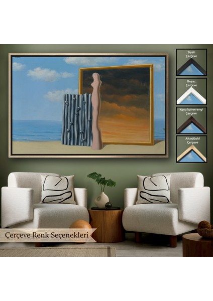 Çerçeveli Dekoratif Kanvas Tablo, René Magritte - Deniz Kıyısında Kompozisyon TABLOSU-7063