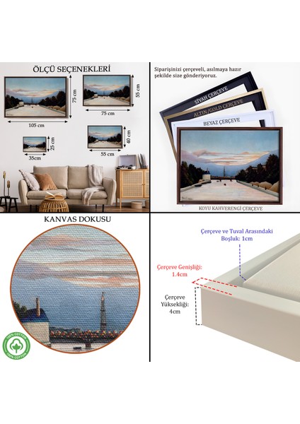 Çerçeveli Kanvas Tablo, Henri Julien Félix Rousseau - The Eiffel Tower Eyfel Kulesi TABLOSU-7042 indirimleri