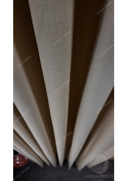 Keten Fon Perde- Bej Renk Sık Pileli Fon Perde-Karesi Kumaş Keten Fon Perde fiyatları