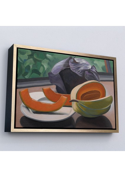 Çerçeveli Dekoratif Kanvas Tablo, Auguste Herbin - Kavunlu Natürmort - Still Life With MELON-7101 fiyatları
