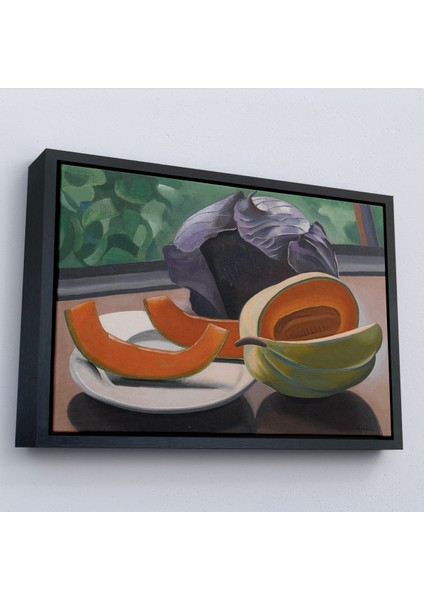Çerçeveli Dekoratif Kanvas Tablo, Auguste Herbin - Kavunlu Natürmort - Still Life With MELON-7101 modelleri