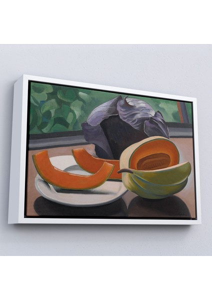 Çerçeveli Dekoratif Kanvas Tablo, Auguste Herbin - Kavunlu Natürmort - Still Life With MELON-7101 fırsatları
