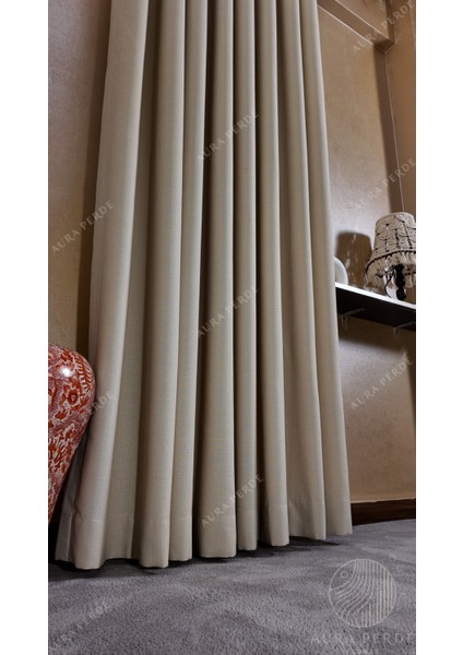 Keten Fon Perde- Bej Renk Sık Pileli Fon Perde-Karesi Kumaş Keten Fon Perde fırsatları